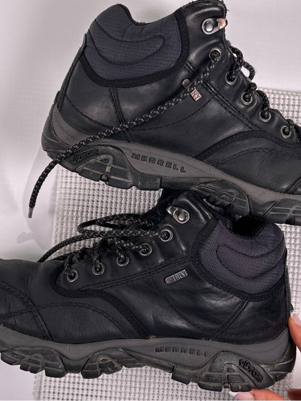 Merrell Black Leather Waterproof Hiking Boots l - Picture 4 of 12